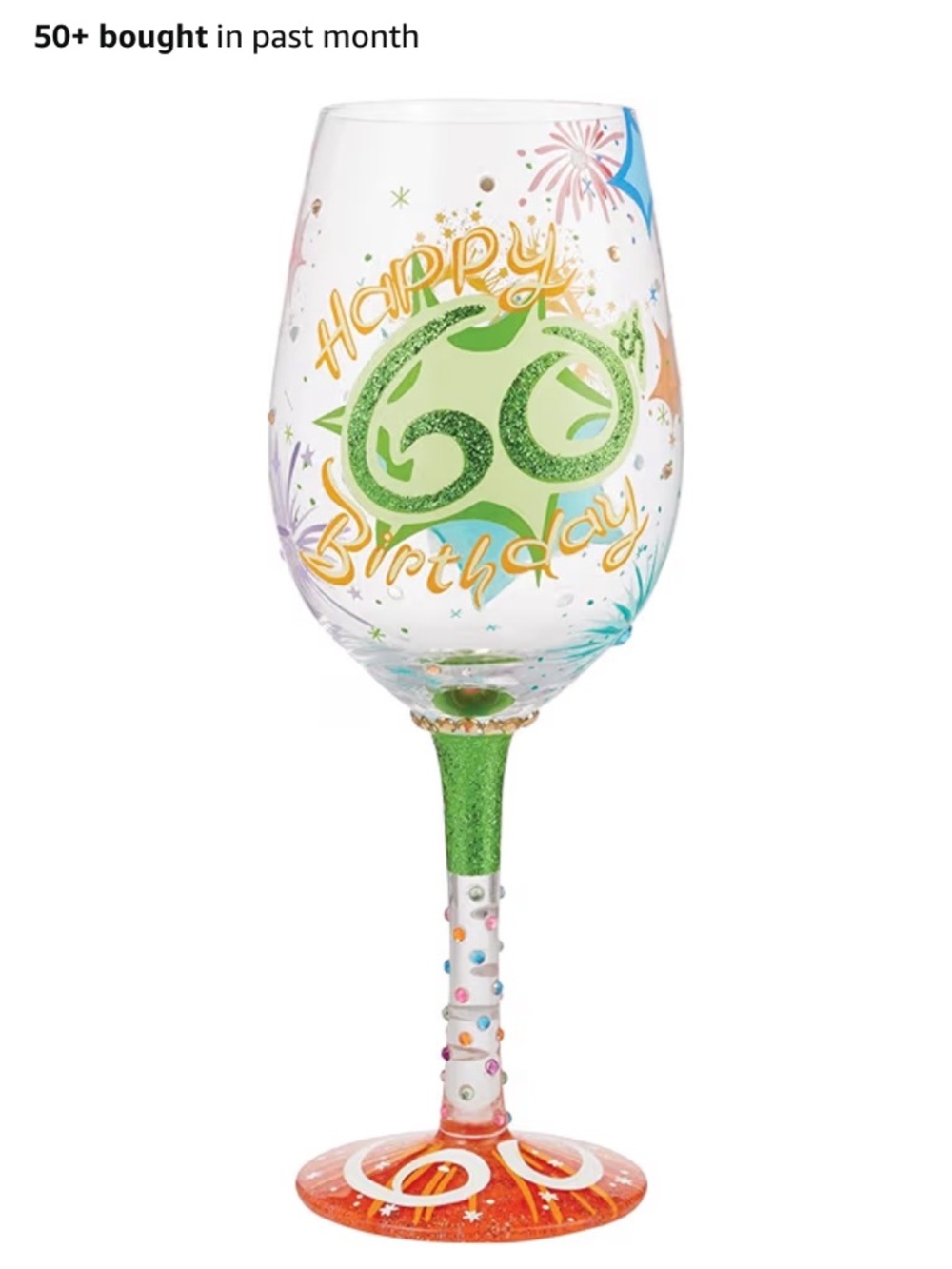 Lolita Green Glitter Stem 60th Birthday Wine Glass